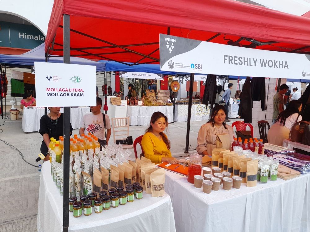 Freshly Wokha products being promoted during the WENN (Women Entrepreneur Network Nagaland) Bazaar, CT Square, Chümoukedima, 2023.